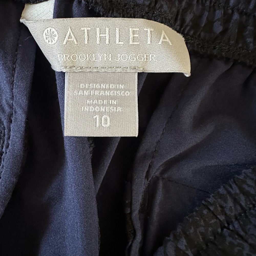 Athleta Brooklyn Joggers Size 10 Blue Black Snakeskin‎ Poly Stretch Athleisure - Picture 8 of 14